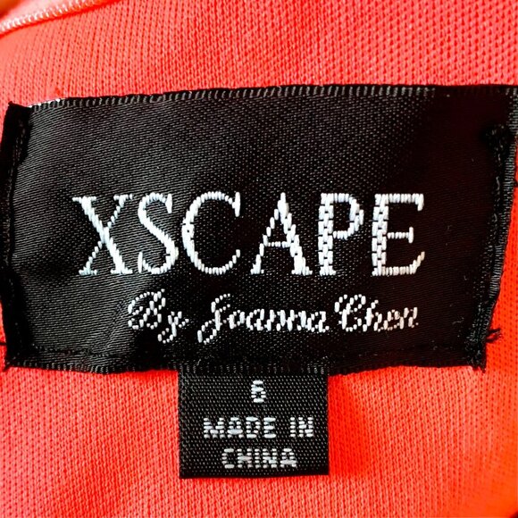 Xscape Asymmetrical Orange and Pink Embellished Gown - Picture 10 of 12